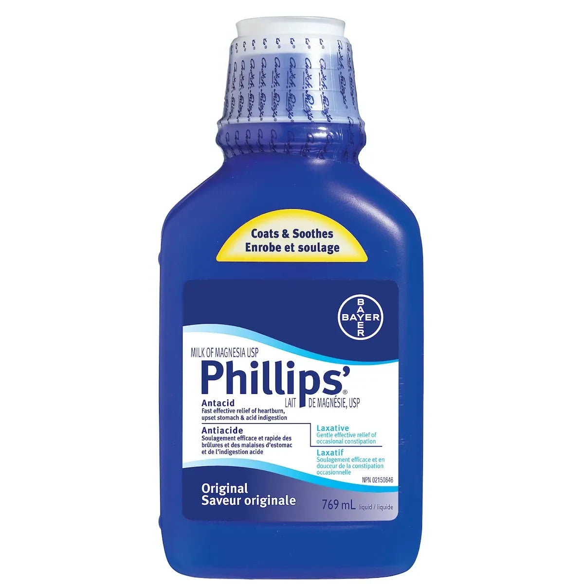 Phillips Milk of Magnesia Original, Constipation Relief, Cramp Free, Stimulant-Free, 769 mL product package