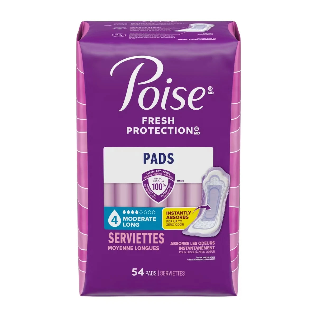 Poise Incontinence Pads, Moderate Absorbency, Long Length product detail