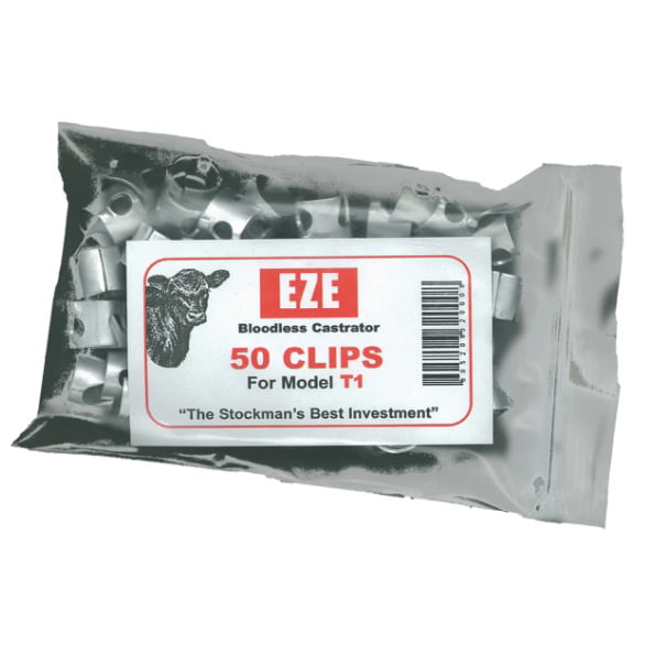 Eze T1 Castrator - Aluminium Clips for Farm Animals Pack of 50