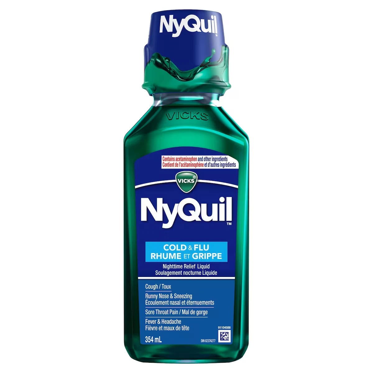 Vicks NyQuil Cold & Flu Nighttime Relief Liquid, Original, 354 mL product image