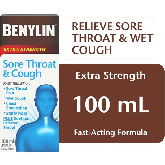 Benylin Extra Strength Sore Throat & Cough Relief Day Syrup product detail