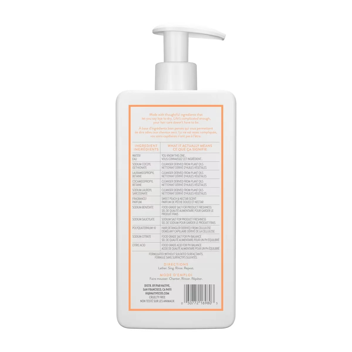 Native Hair Sweet Peach & Nectar Moisturizing Shampoo product detail