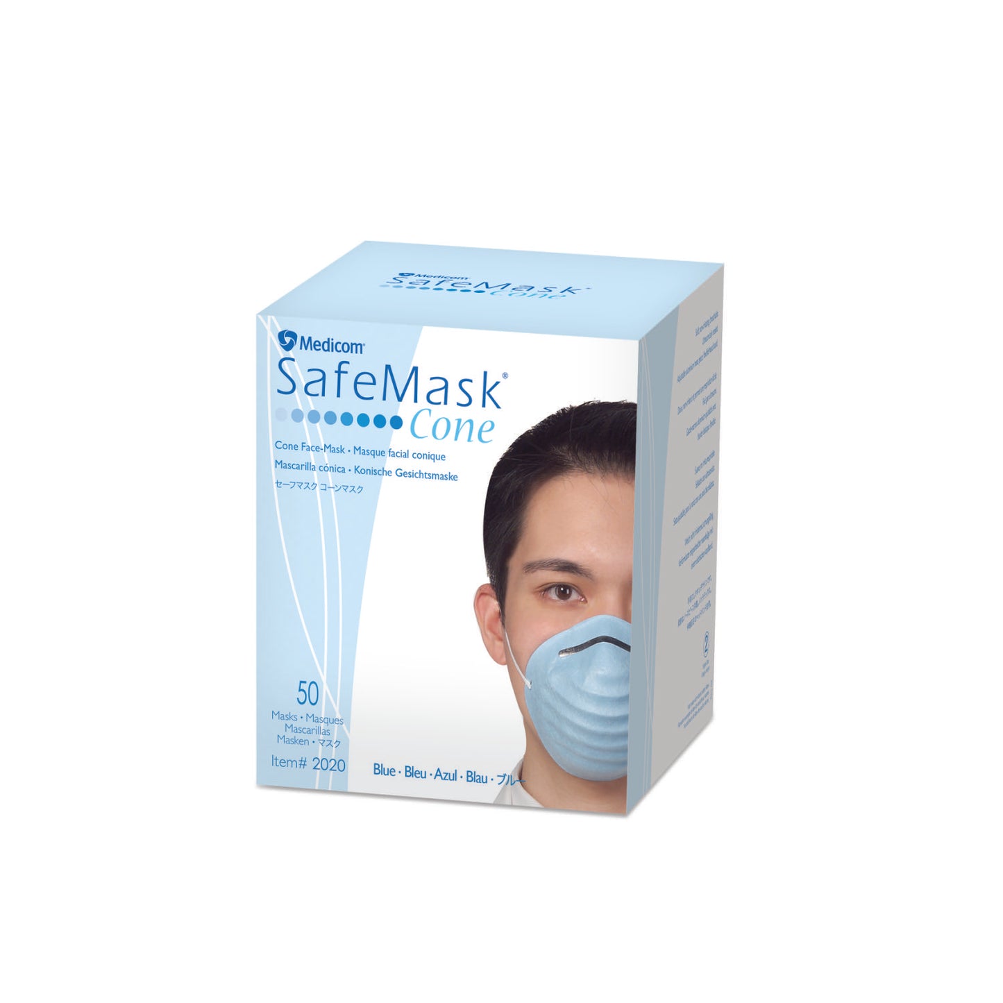 SafeMask Cone Face Mask (Blue) Box of 50 Masks
