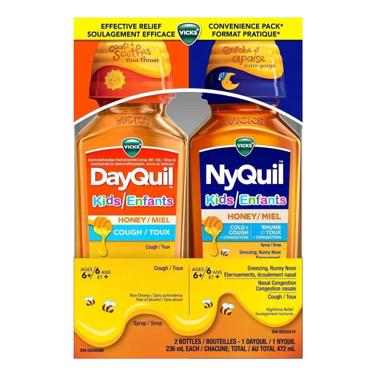 Vicks DayQuil and NyQuil Kids Honey Flavour Medicine product package
