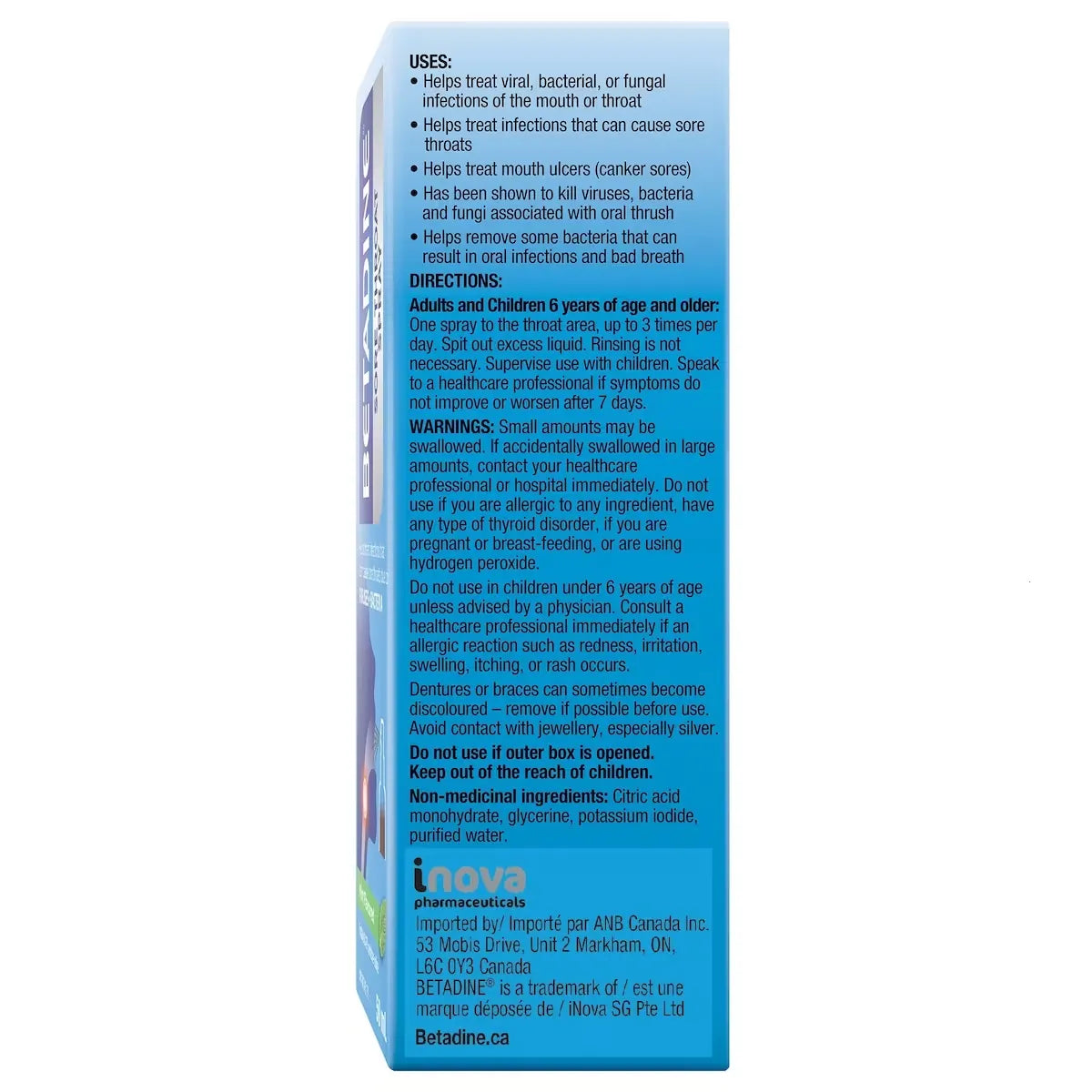 Betadine Sore Throat Spray Mint Flavoured product detail