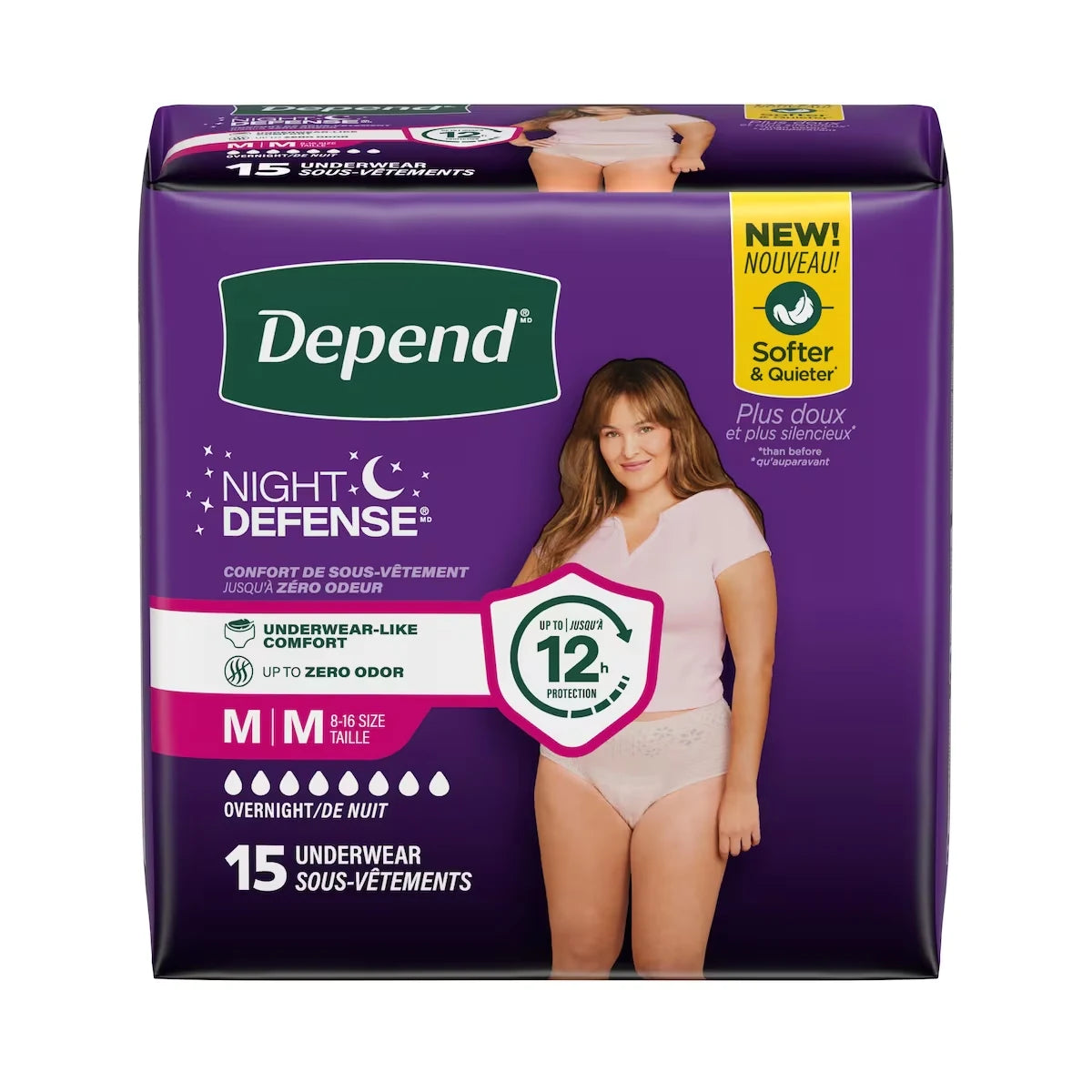 Depend Night Defense Incontinence Underwear for Women, Overnight, Medium product detail