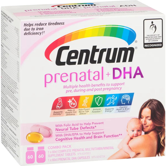 Centrum Prenatal+DHA Multivitamin Supplement with DHA/EPA Omega 3 Combo Pack, 120 Total Count product detail