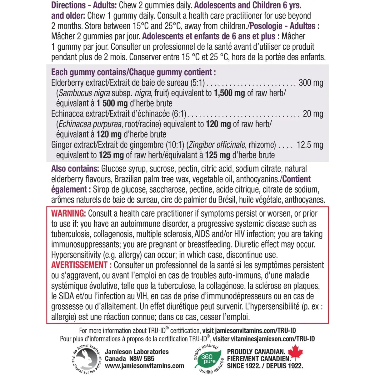 Jamieson Black Elderberry with Echinacea Gummy product detail
