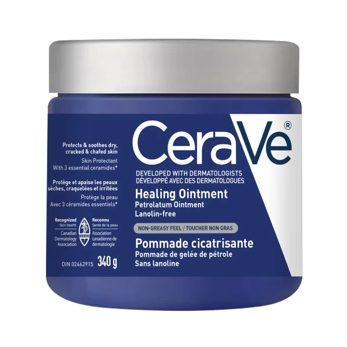 CeraVe Healing Ointment | Moisturizing Petrolatum Skin Protectant for Dry Skin with Hyaluronic Acid and Ceramides | front package