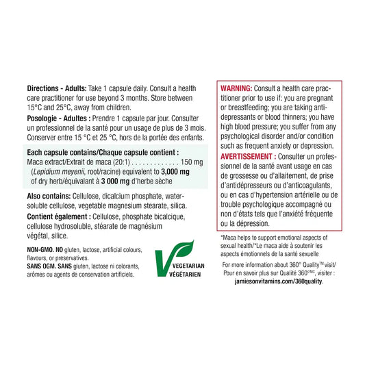 Jamieson Maca 3,000 mg, 60 Capsules product detail