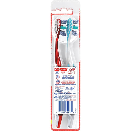 Colgate 360 Optic White Advanced Soft Adult Manual Toothbrush, 2pk product detail