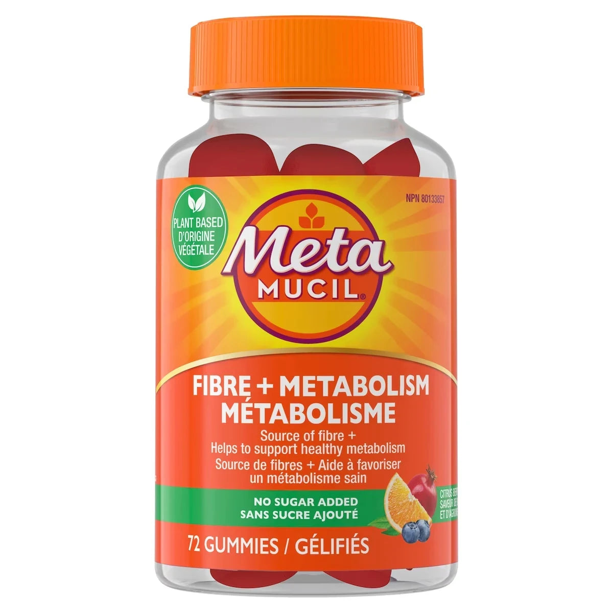 Metamucil Fibre + Metabolism Gummy Supplement for Digestive Health, 72 Gummies product package
