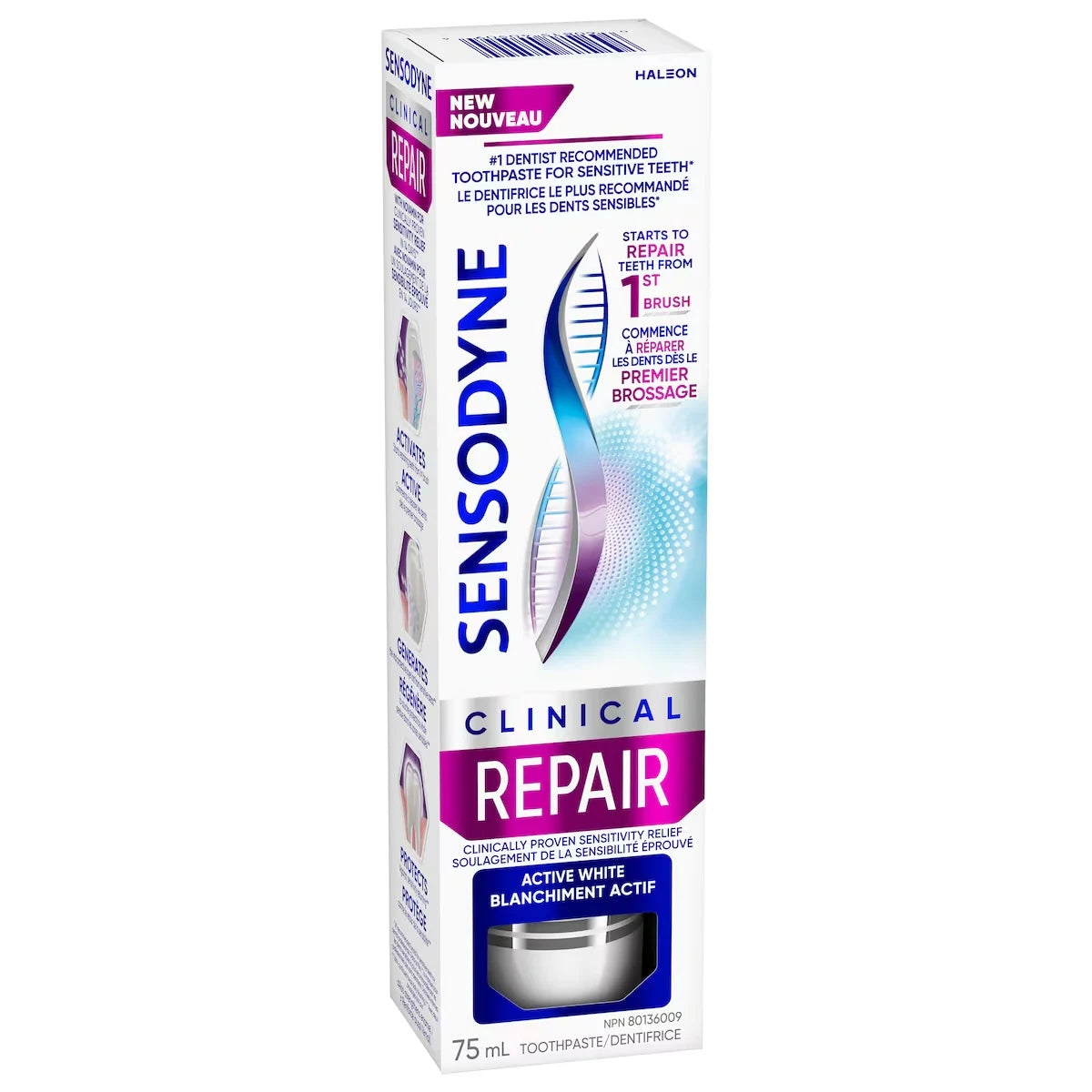 Sensodyne Clinical Repair Mint Toothpaste for Sensitive Teeth, Active White product detail