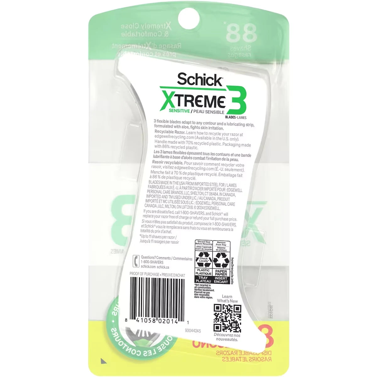 Xtreme 3 Schick Sensitive 3 Blade Disposable Razors for Men, 8 ct product detail