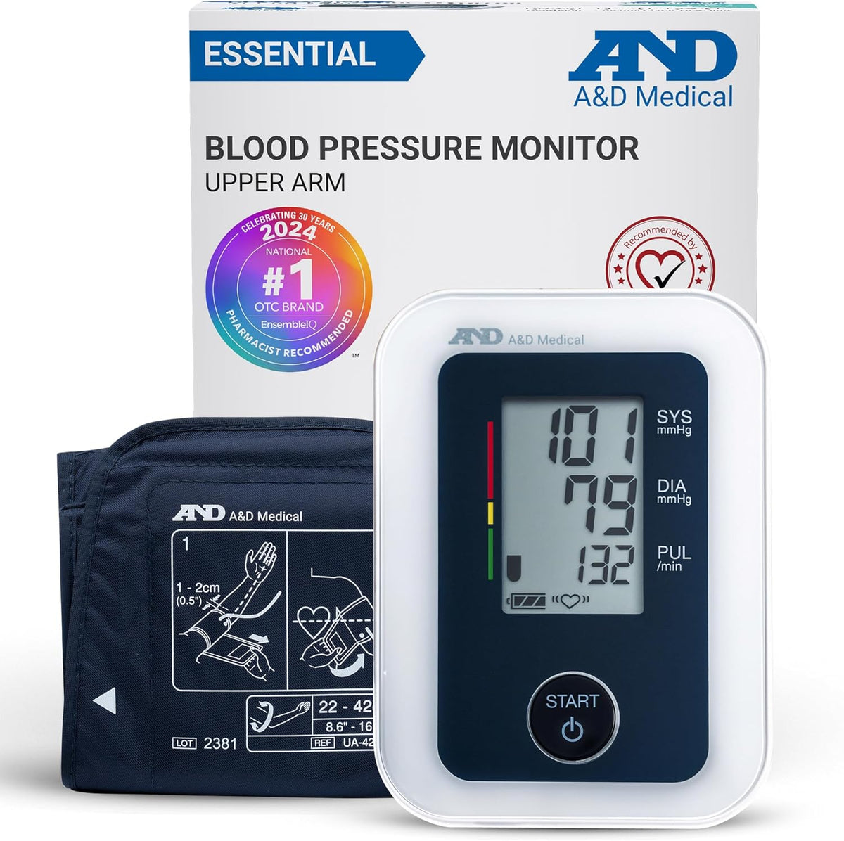 A&D Medical A&D Blood Pressure Monitor Large Cuff 12.2-17.7” 31-45cm) UA00651CNLAC — Each — product image