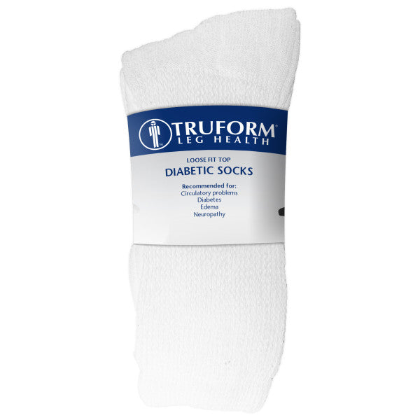 Airway Truform Comfort Care Non-Compression Diabetic Socks Crew Length White, Large (Men: 9-12 Women: 1918WH-L — Pair of 3 — product image