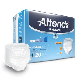 Attends 25029 - Attends Advanced Underwear, Youth/Small - Waist Size 20" - 34" - 4 Bags Of 20 APP0710 — — product image