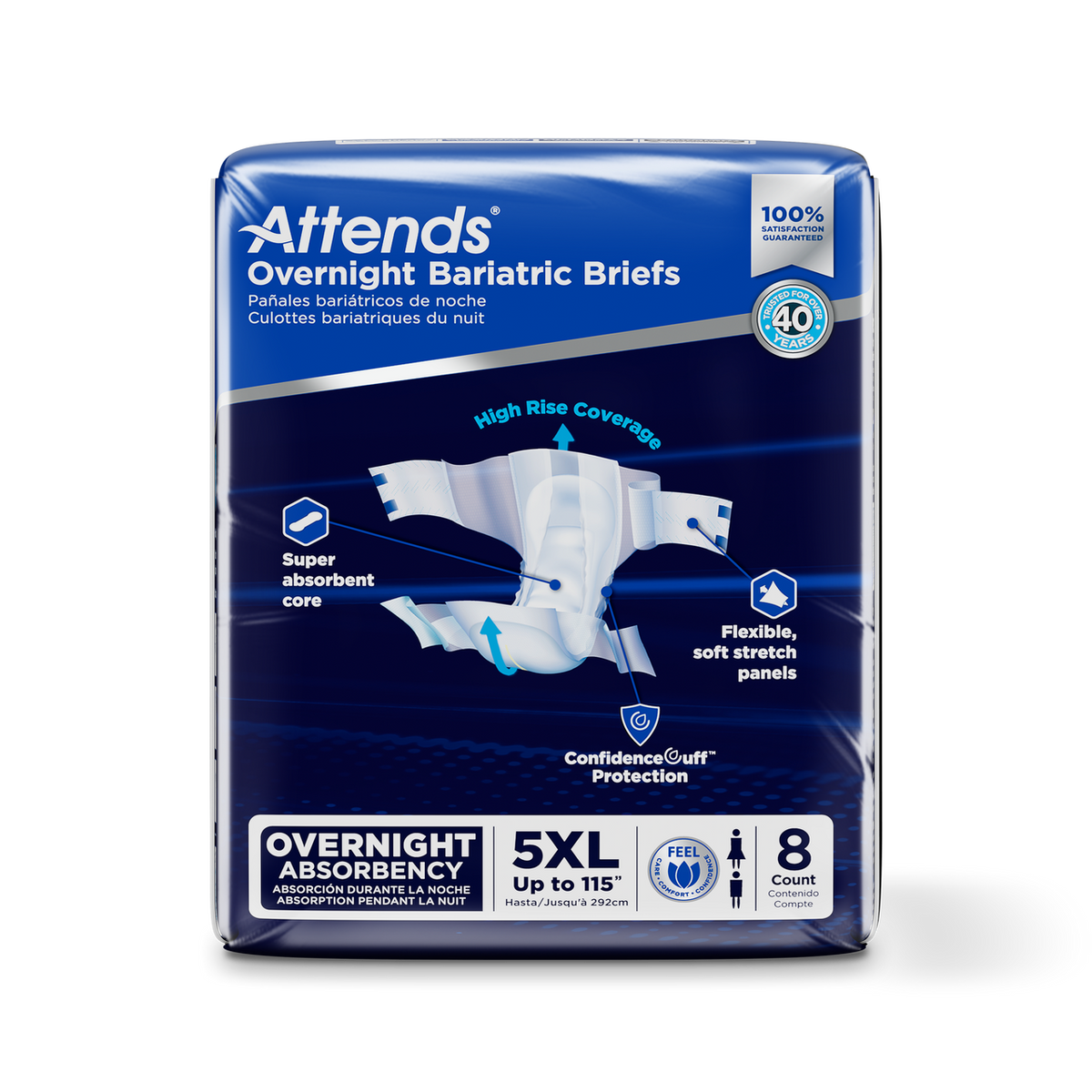 Attends Attends Bariatric Briefs, 5x-Large - Up To 115" (292cm) (49753) - 4 Bags Of 8 DD70 — Case of 4 — product image