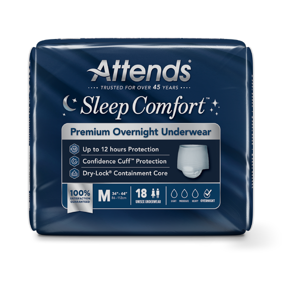 Attends 52638 Sleep Comfort™ Premium Overnight Underwear- Medium (34”-44“) - 4 Bags Of 18 SCPO20 — — product image