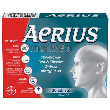 Aerius Allergy Relief, Desloratadine 5mg, Tablets