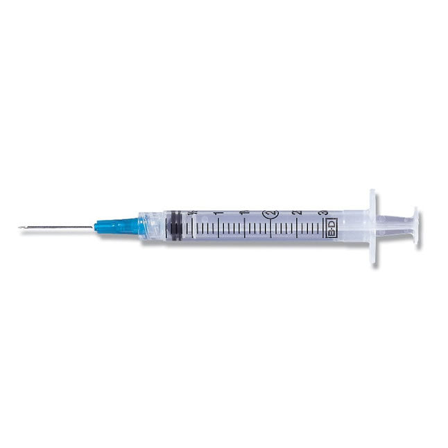 Becton Dickinson Conventional Syringe With Needle Combination 3 mL Ll 25g X 1.5" 309582 — Box of 100 — product image