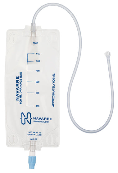 Bard Navarre Drainage Bag, 600 mL, Elastic Belt, 24" Tube With Luer Lock NDB-600 — Each — product image