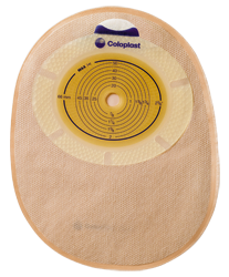 Coloplast Sensura 1-Piece Convex Light Opaque Closed Pouch, Pre-Cut 1 1/8in (28mm) 15414 — Box of 10 — product image