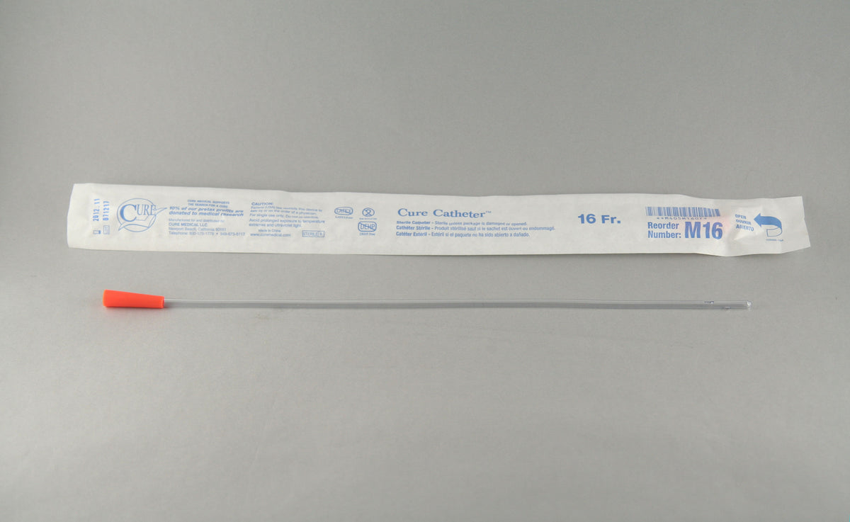 Cure Medical Cure Intermittent Cath Male 16 Fr 16in Straight Tip M16 — Box of 30 — product image
