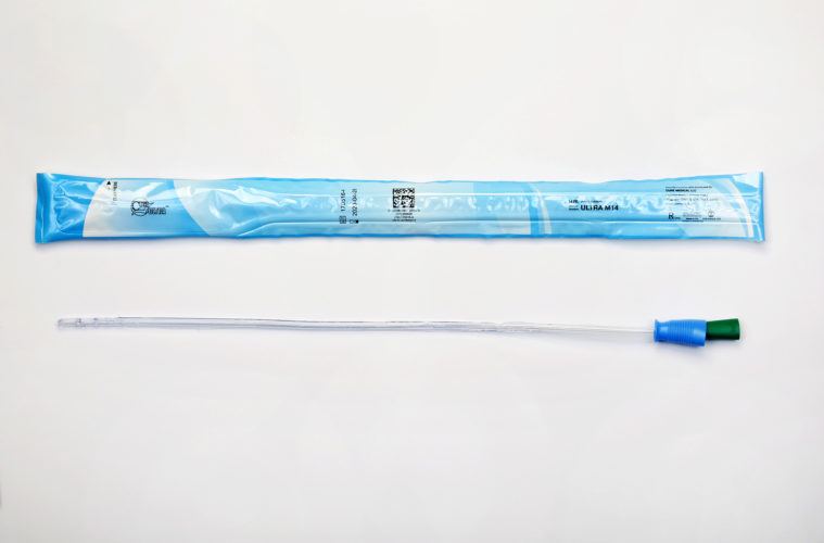 Cure Medical Cure Intermittent Male Cath 16" Pre-Lubricated Straight Tip 18 Fr ULTRA M18 — Box of 30 — product image