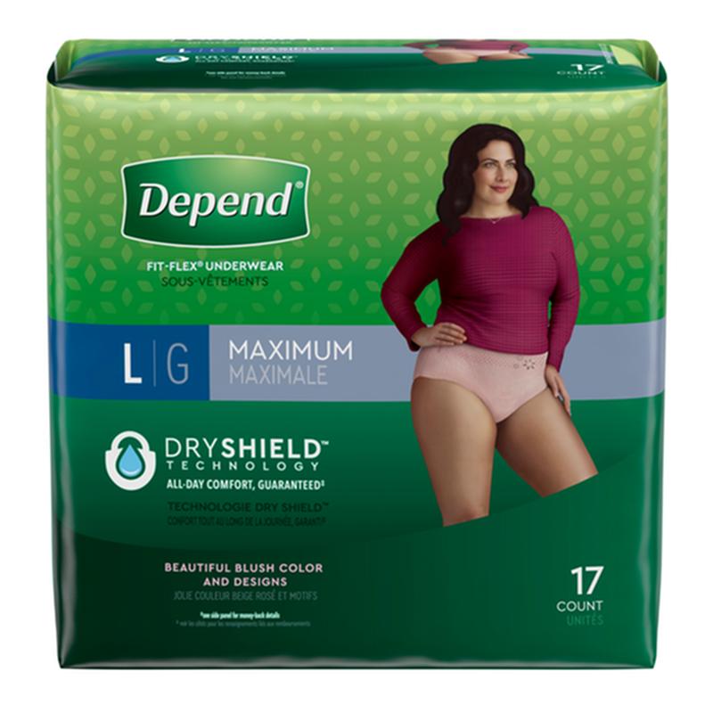 Kimberly Clark Depend Fit-Flex Maximum Underwear Large Female Convenience 48124 — Package of 17 — product image