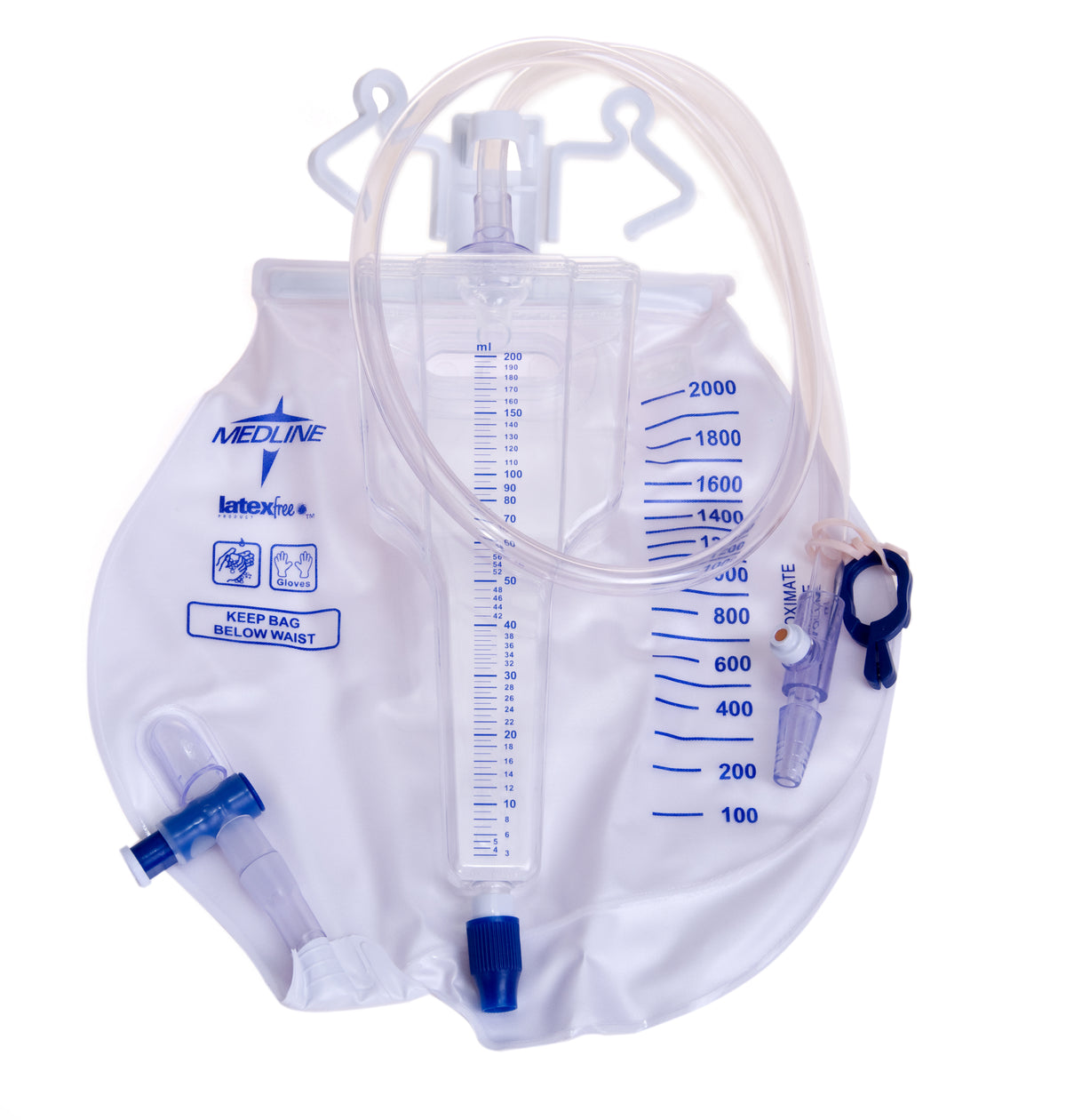 Medline Urine Meter 200 mL Exact Measure Pediatric With 2000 mL Drain Bag & Slide-Tap Drainage Port With Met 17407 — Each — product image