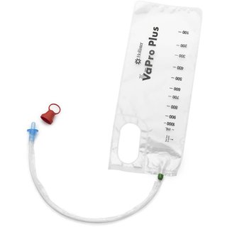 Hollister Vapro Plus F-Style Touch-Free Hydrophilic Intermittent Catheter With Collection Bag, Straight 7700124 — Box of 30 — product image