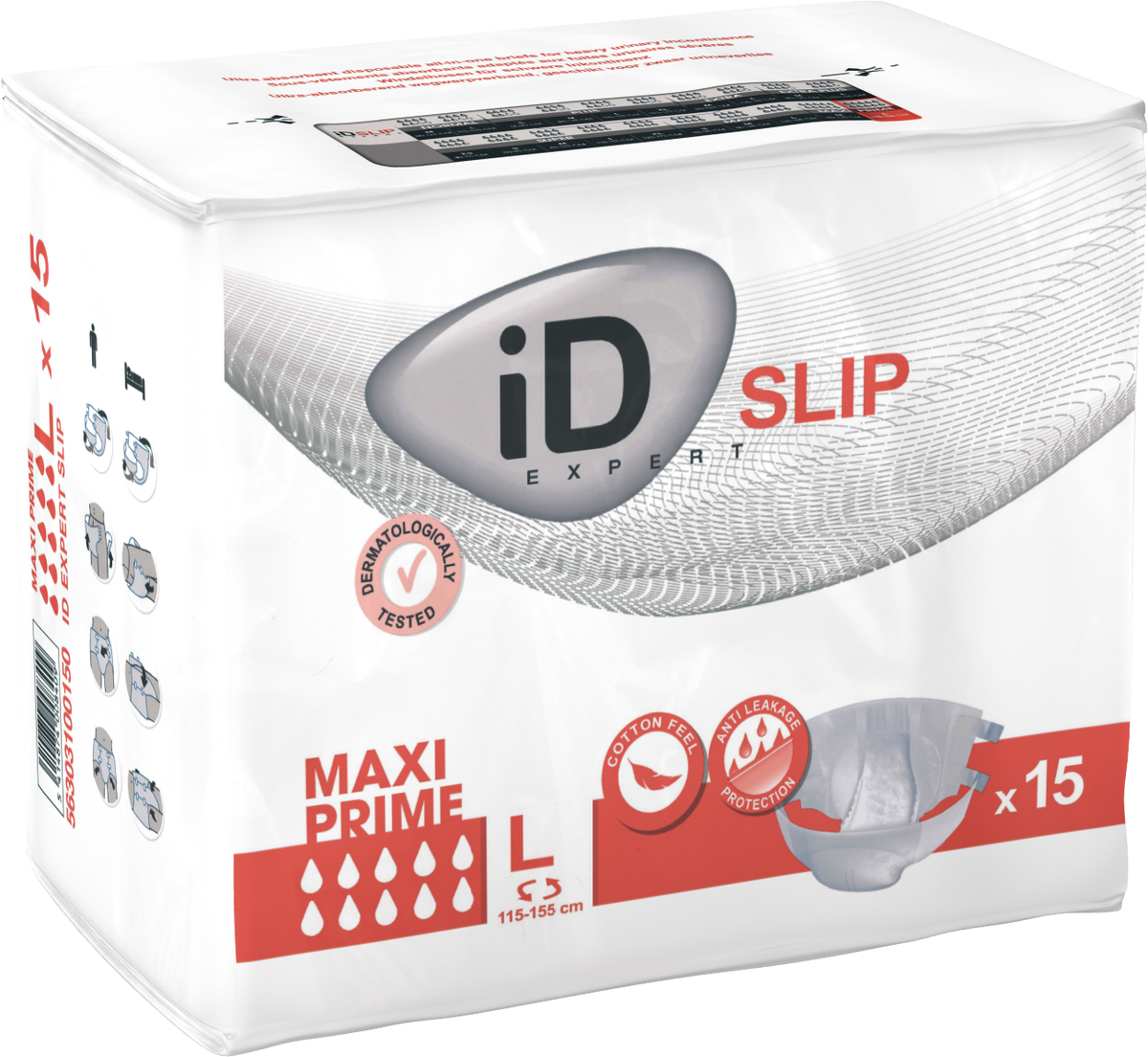 Id (15/Pkg) Id Slip Tbs Maxi Prime, Large, (45"-61"), 4880 mL Absorbency. - Case of 3