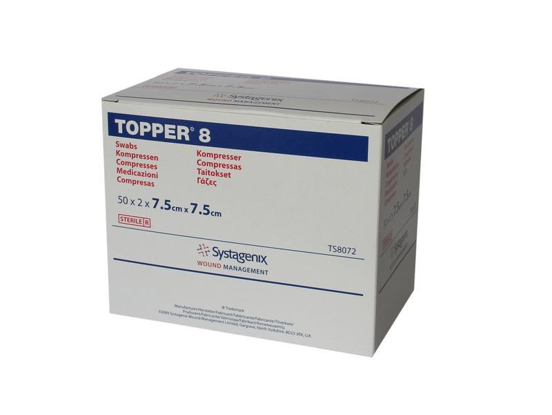 Solventum Topper? 8 Swabs (4 Ply, Sterile) 7.5cm X 7.5cm TS8072 — Box of 100 — product image