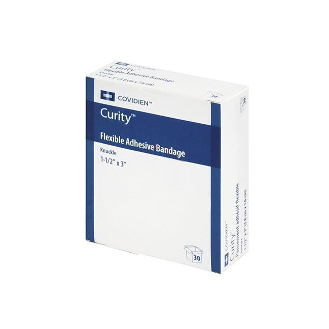 Covidien / Medtronic Curity Adhesive Fabric Knuckle Bandage, 1 1/2in X 3in X 7/8in 44106 — Box of 30 — product image