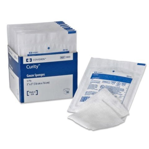 Cardinal Health Curity Gauze Premium Woven Sponge 8-Ply (4"X4") Sterile Latex-Free 6318 — Pack of 10 — product image