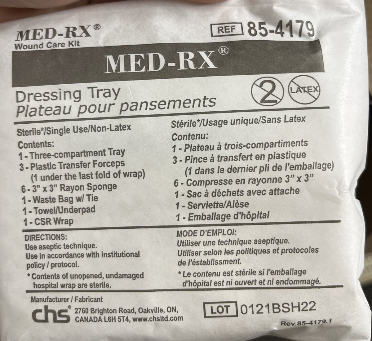 Med Rx Latex Free Sterile Dressing Tray. 85-4179 — Each — product image
