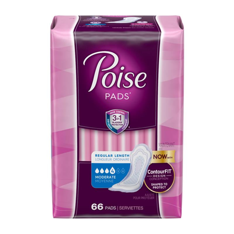 Kimberly Clark Poise Original Moderate Regular Non-Winged Pads Convenience 47357 — Package of 66 — product image