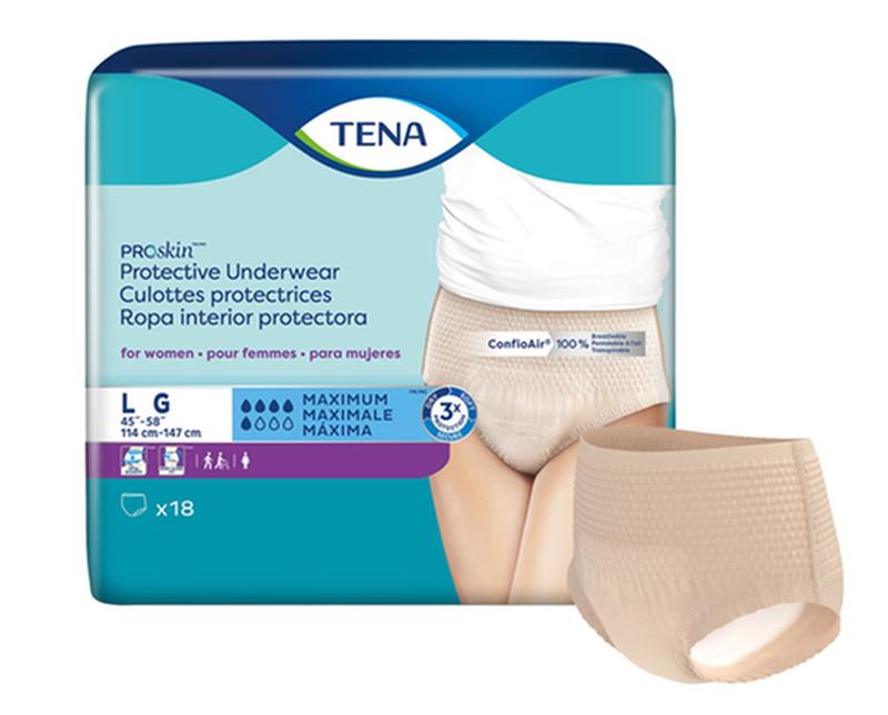 Tena Cs/4pkg (18/Pkg) Tena Proskin Underwear For Women, Maximum Absorbency,Nude, Size Large 114-147cm 73030 — — product image