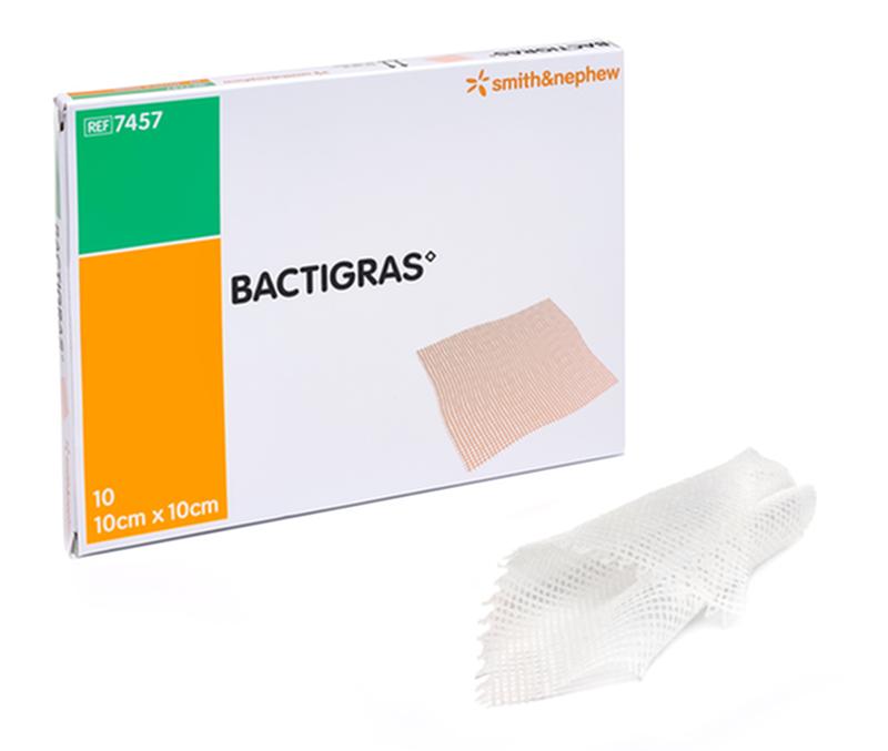 Smith & Nephew Dressing Bactigras Total Antiseptic Dressing Chlorhexidine 10 X 10cm 66003650 — Box of 50 — product image