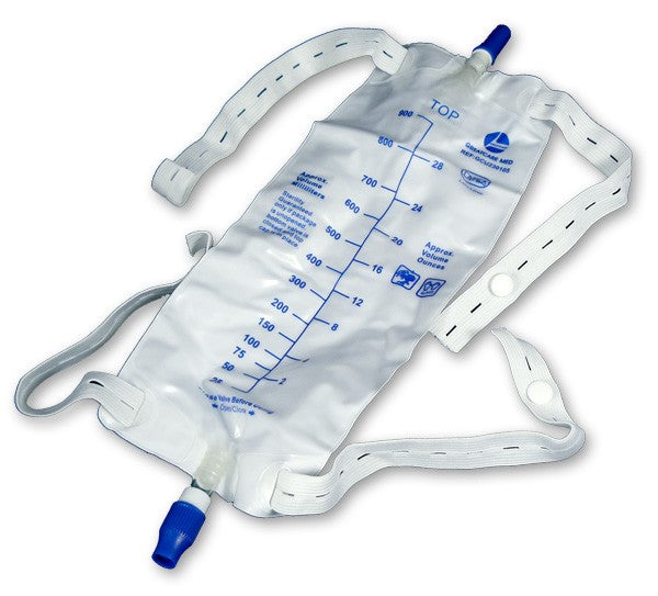 Cardinal Health Leg Bag, Size Medium 600 mL With One Way Valve,Two Latex Straps For Securing Bag To Leg D12400 — Each — product image