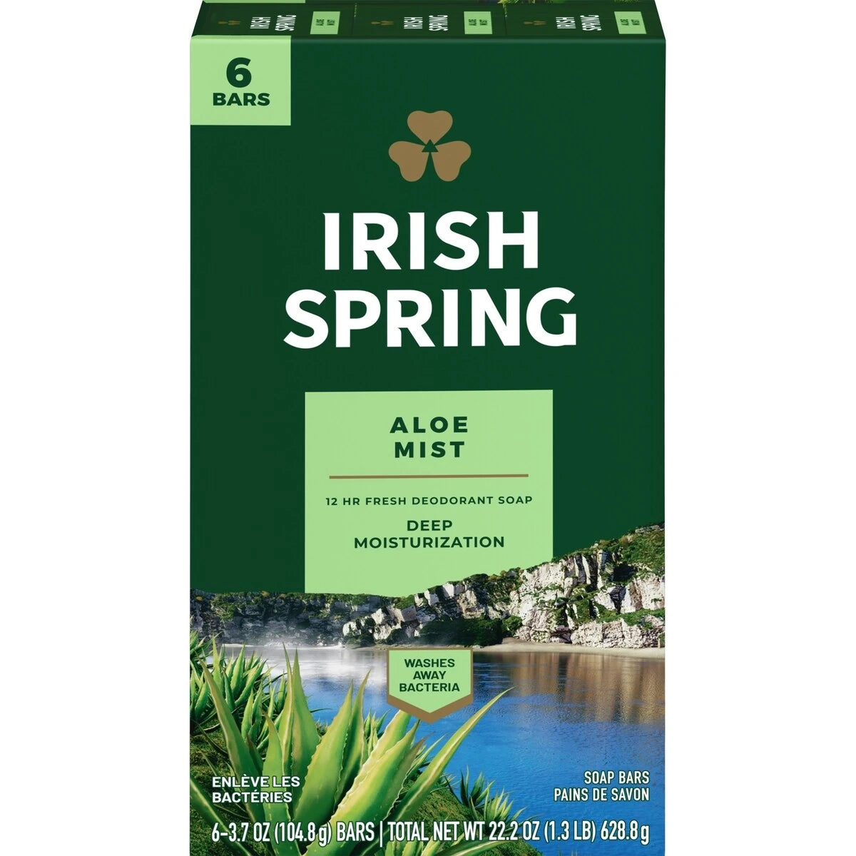 Irish Spring Aloe Mist Deodorant Bar Soap for Men, 104.7 g, 6 Pack product image
