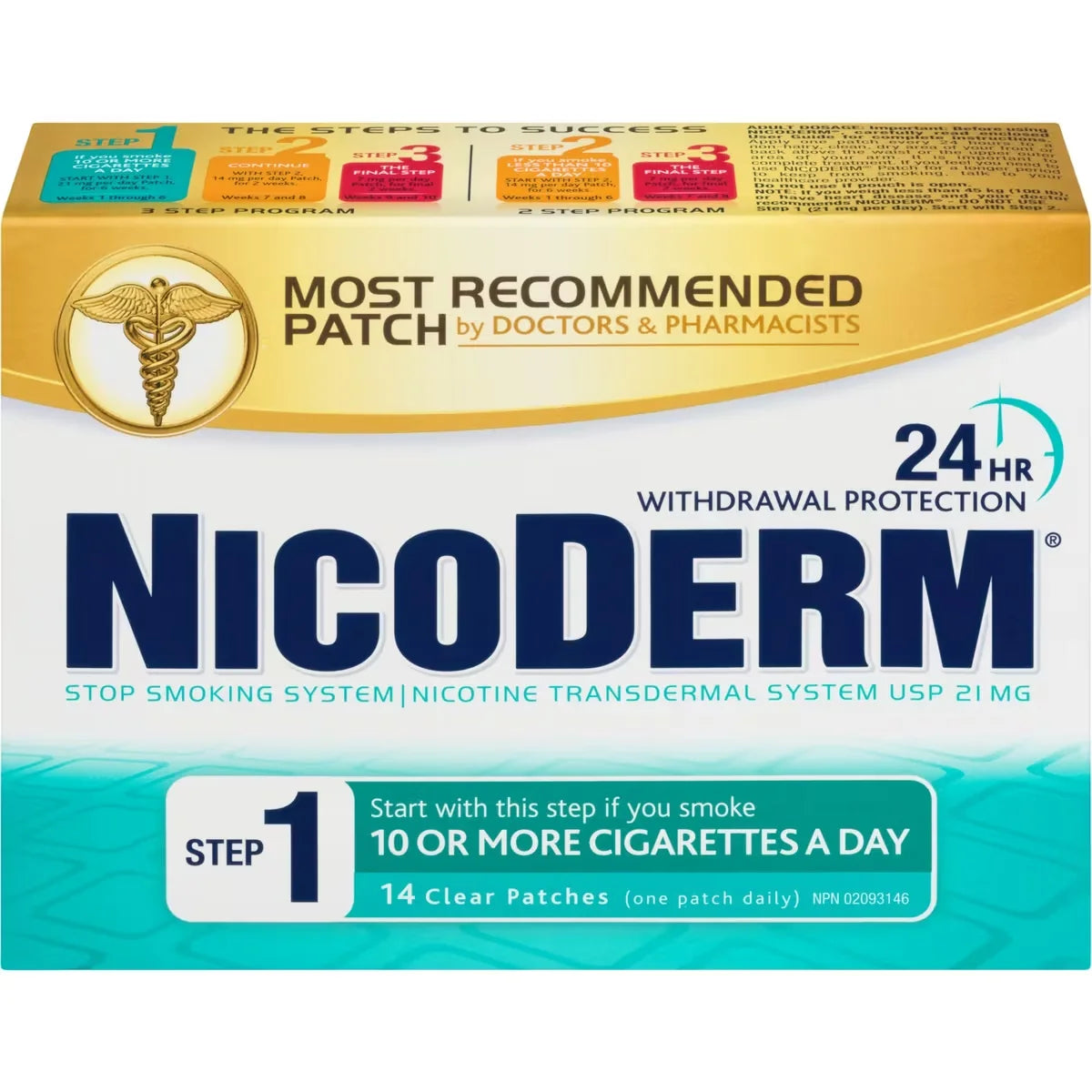 Nicoderm Stop Smoking System, STEP 1, 14 clear patches (one patch daily) 21 mg/day alternate view
