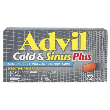 Advil cold and Sinus Plus 72 Caplets