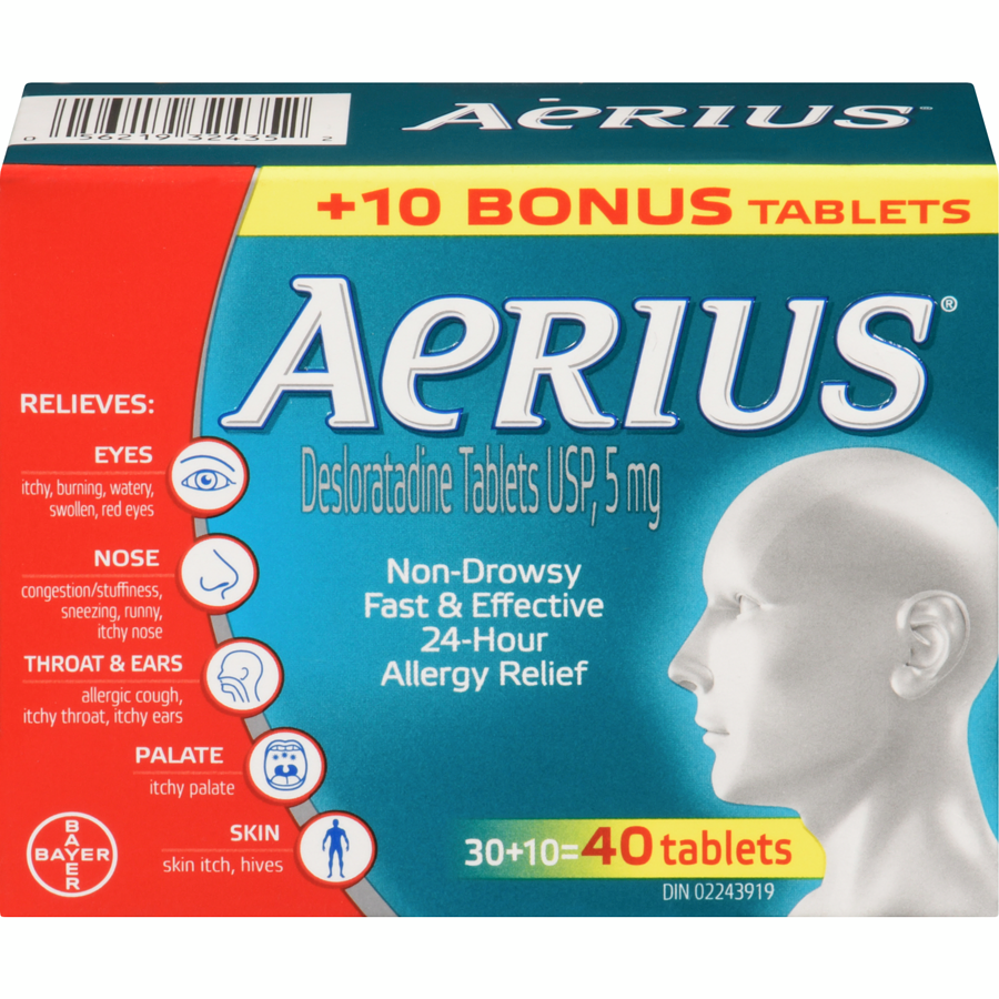 Aerius desloratadine tablets USP 40 tablets