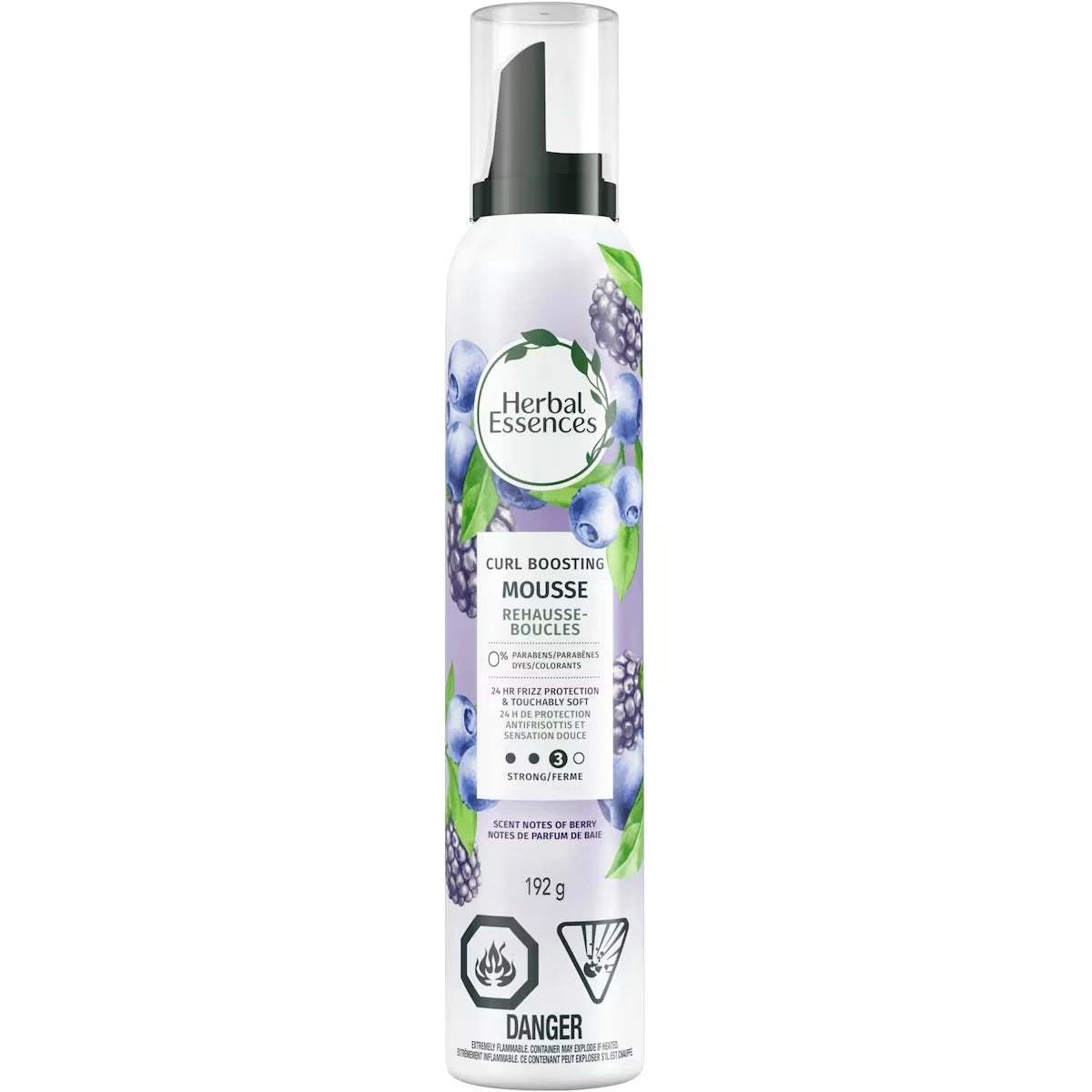 Herbal Essences Curl Boosting Mousse for Curly Hair and Wavy Hair, All Day Hold, Frizz Control product package