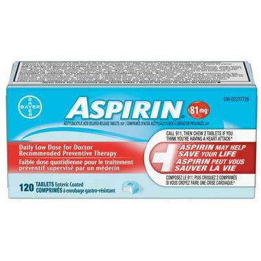 Aspirin 81mg 120 tablets