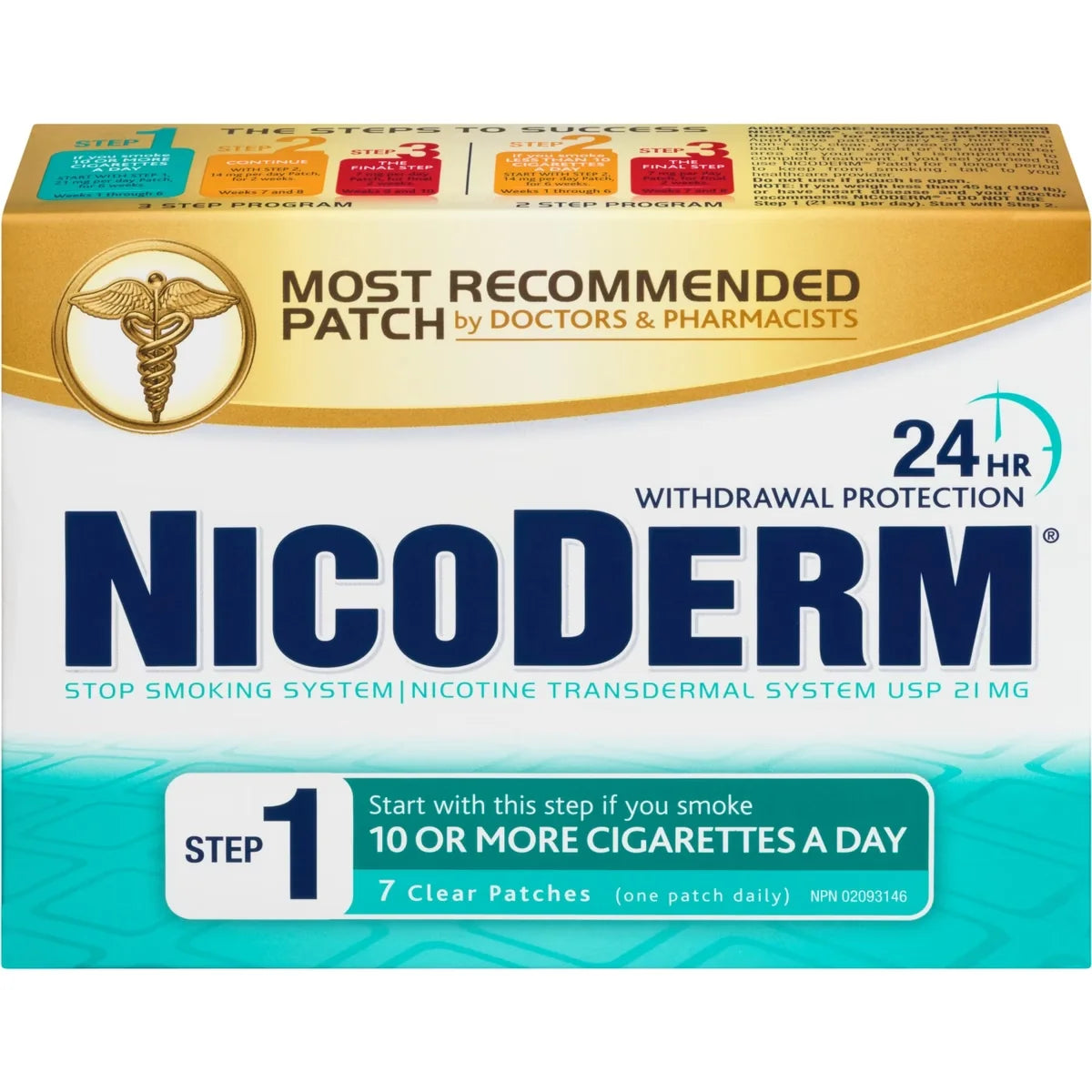 Nicoderm Stop Smoking System, STEP 1, 7 clear patches (one patch daily) 21 mg/day alternate view