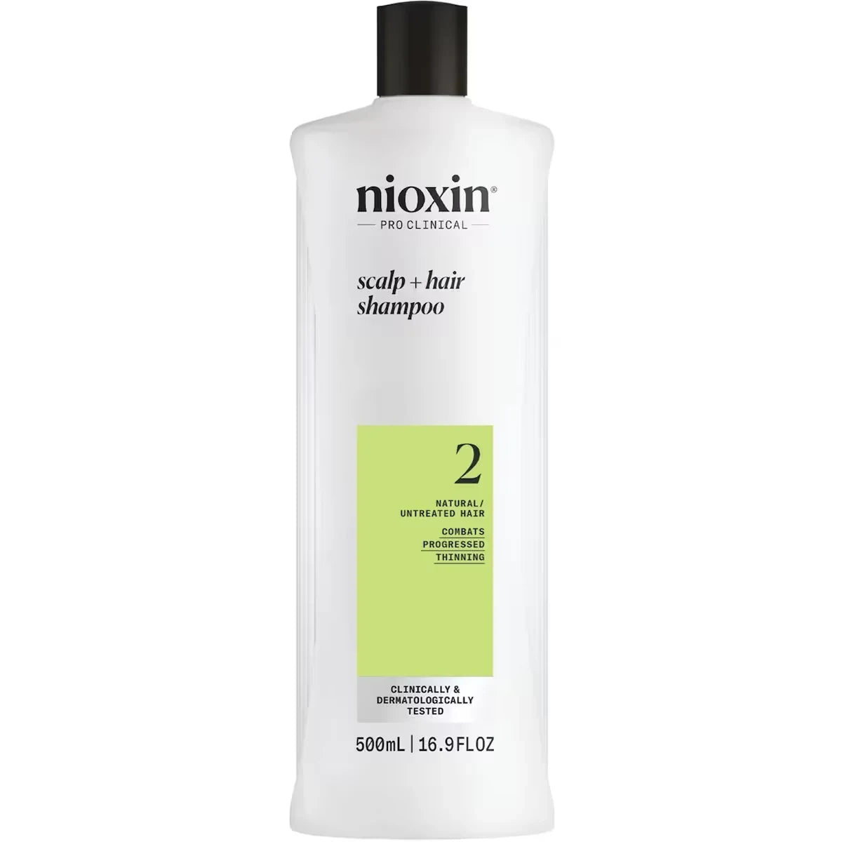 Nioxin System 2 Scalp + Hair Thickening Shampoo For Natural Hair with Progressed Thinning, 500 mL product package