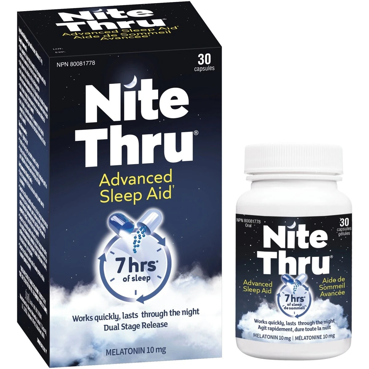 Nite Thru Advanced Sleep Aid Melatonin 10 mg Capsules product detail